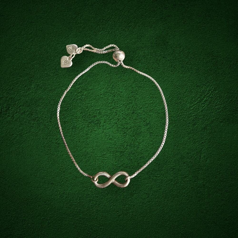 Leslie's Sterling Silver RH-plated Polished Infinity Adjustable Bracelet